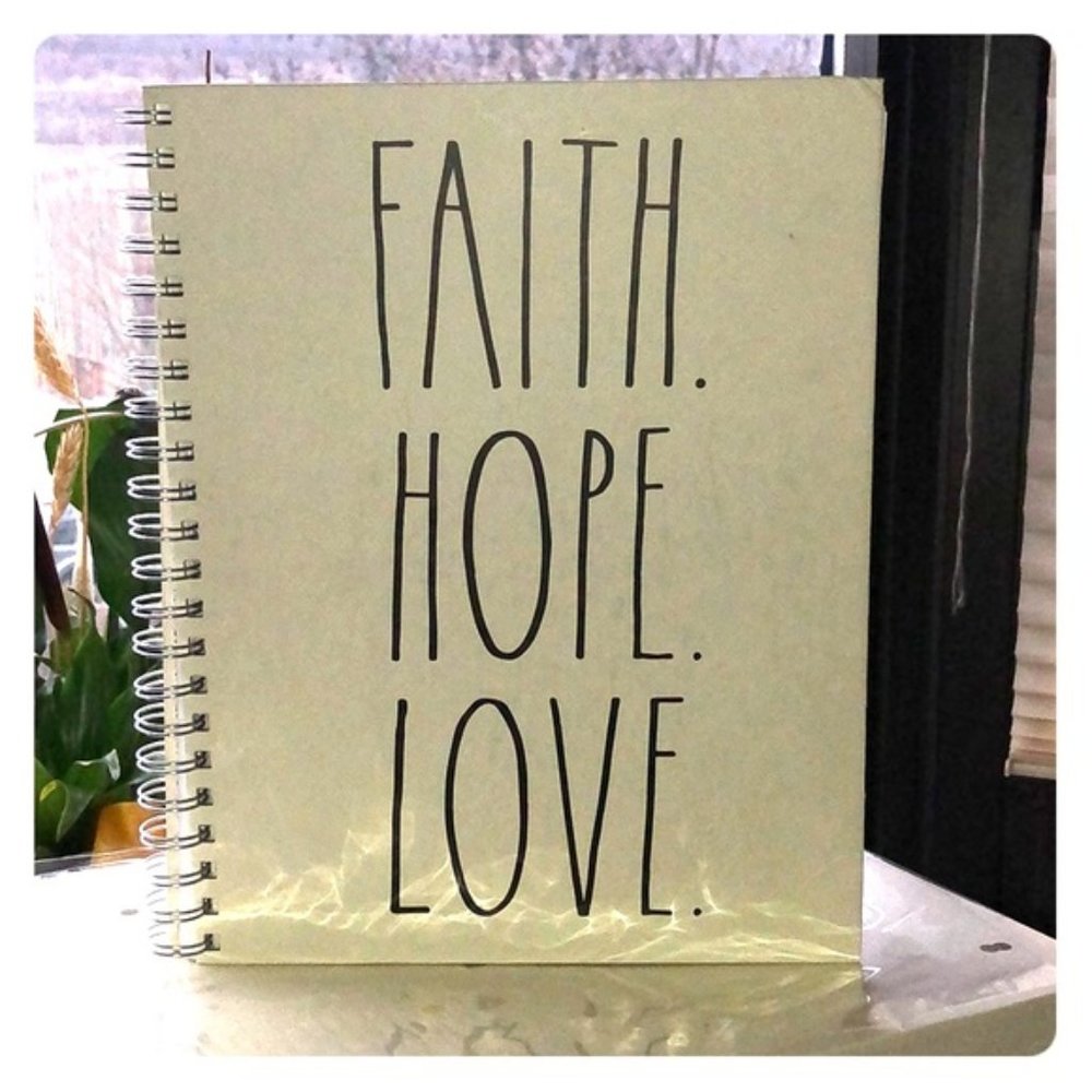 🌼Rae Dunn “FAITH HOPE LOVE” Large Spiral Notebook LL Farmhouse Journal NWT - Picture 1 of 10
